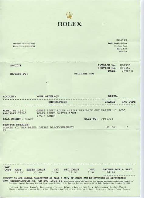 rolex reciept|rolex receipt template.